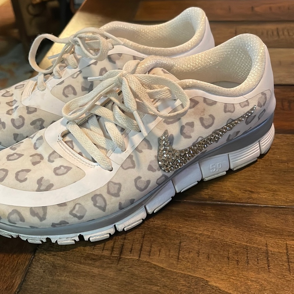 Women’s animal print blinged Nikes size 8.5